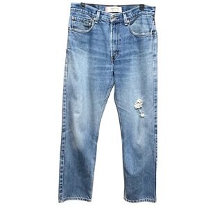 Levi's 505 Regular Fit Mens Jeans Sz 32x30 Light Wash Distressed Denim Whiskered